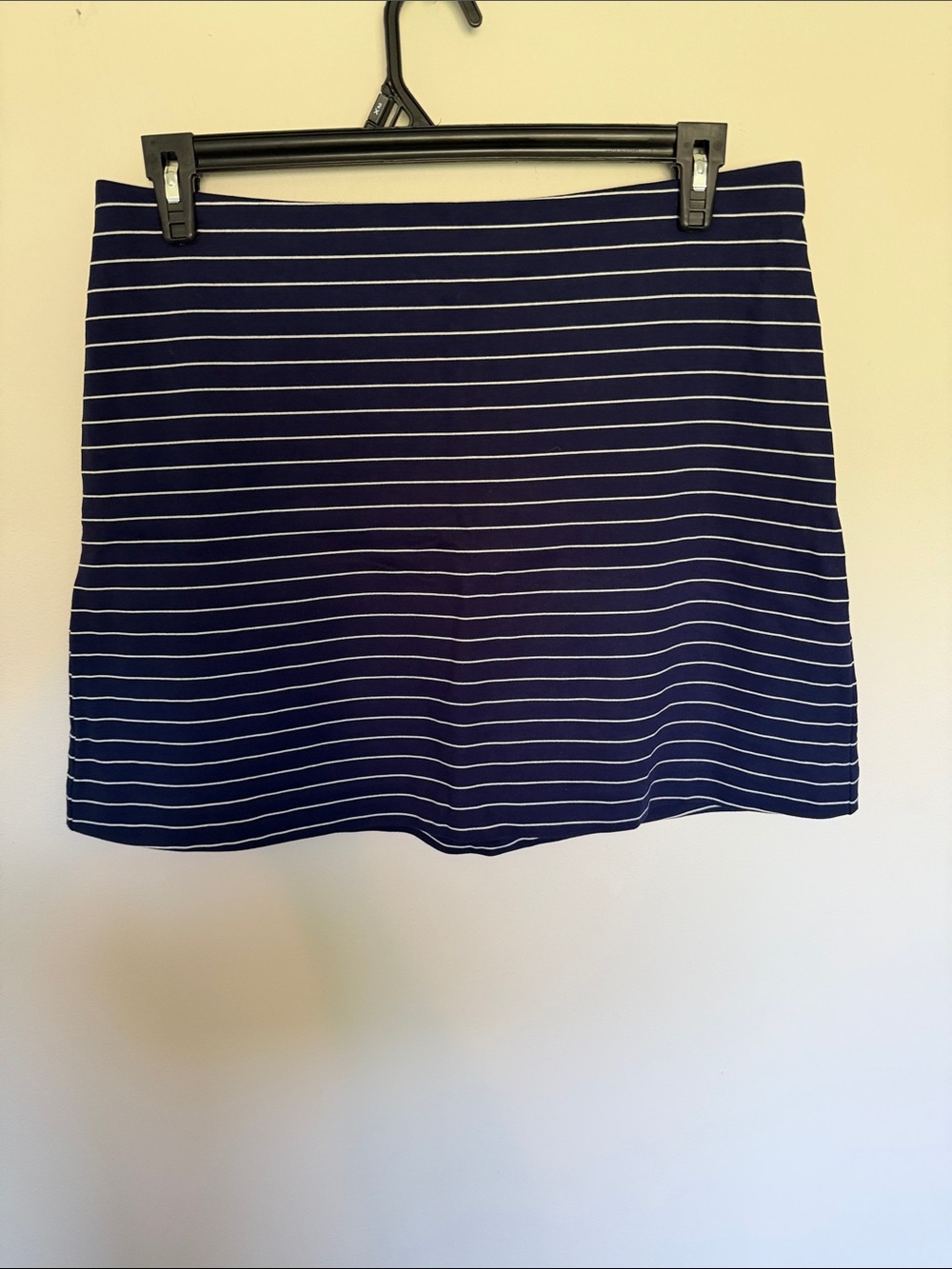 Express Navy Skirt with White Pinstripes